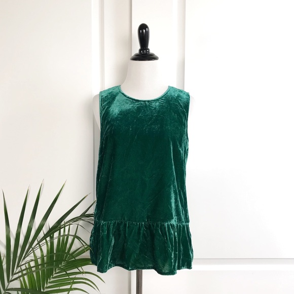 J. Crew Factory Tops - J. Crew Factory Drapey Velvet Peplum Tank Top